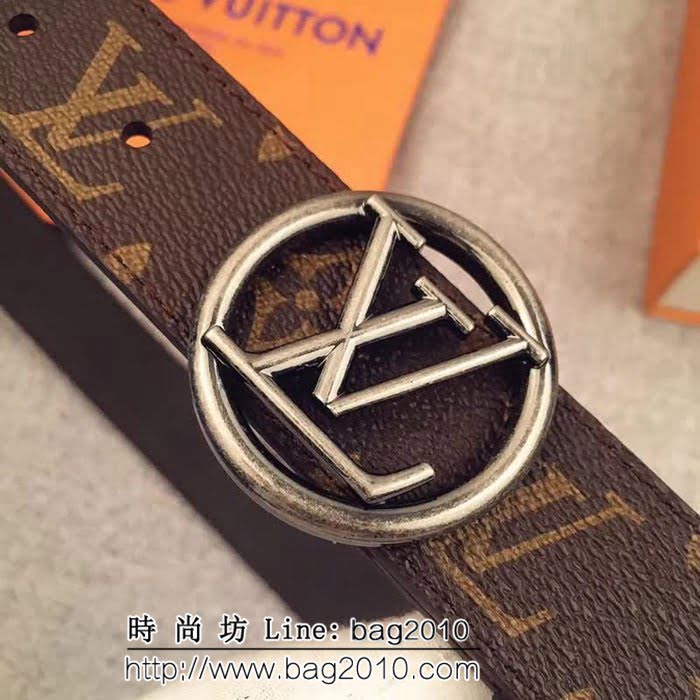 路易威登LV Monogram帆布 圓形LV logo 男士皮帶 LHG1228